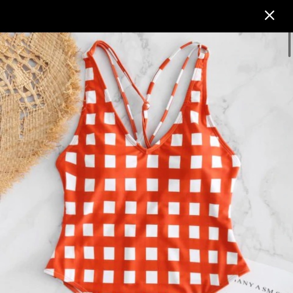 Gingham Caged High Cut Swimsuit